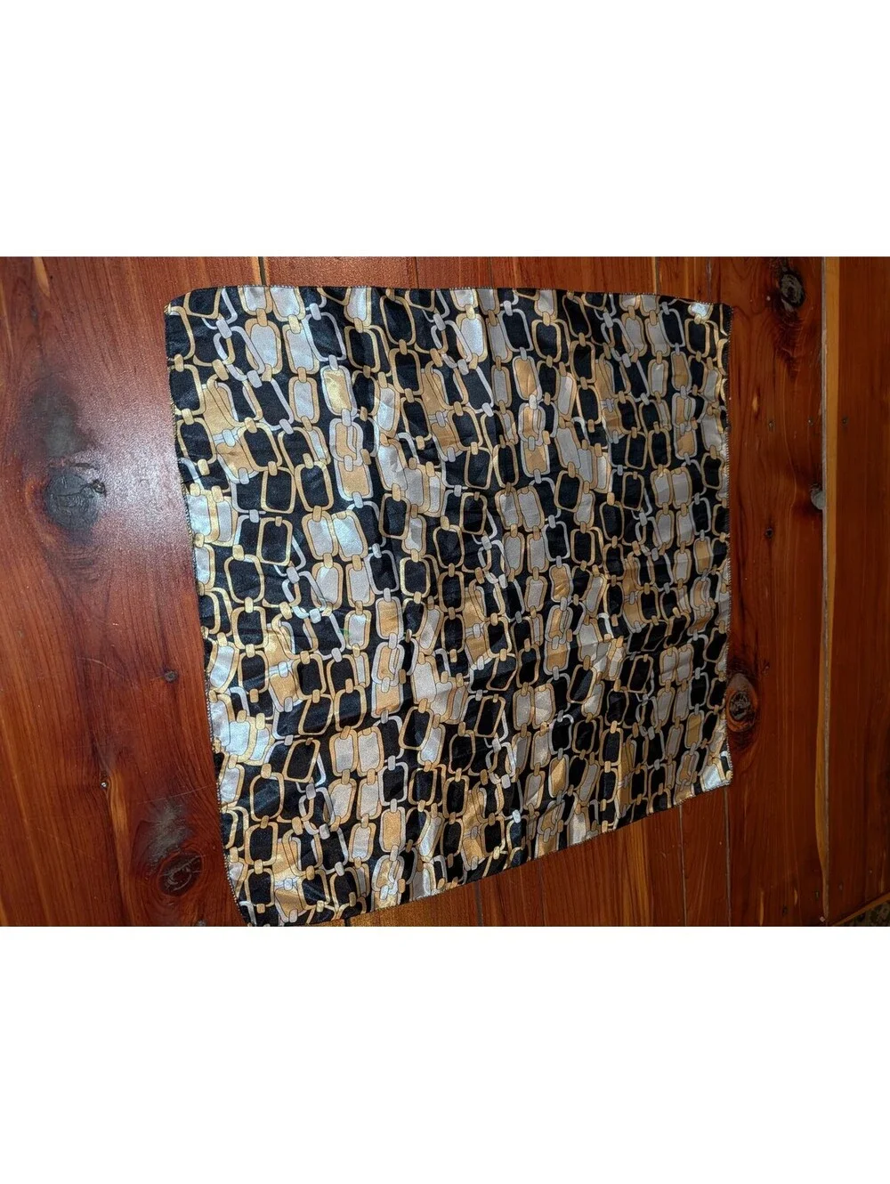 Black and Gold Chain Print Scarf